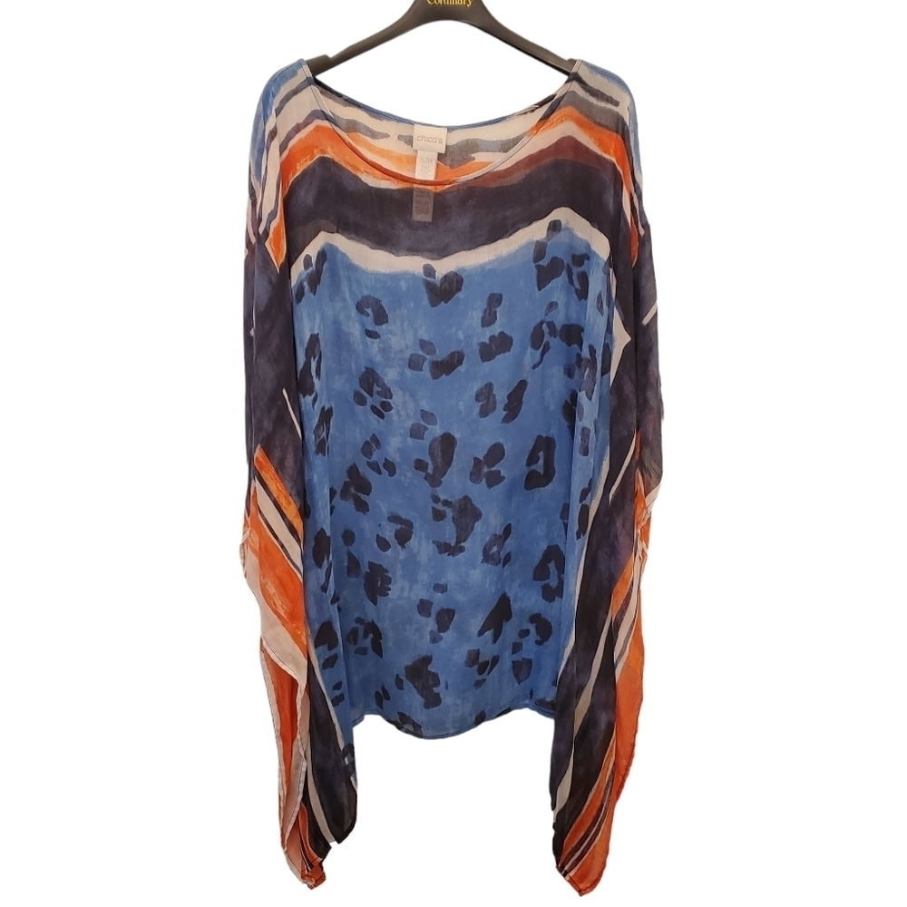 Chico's S/M 100% Modal Mixed Print Mixed Color Swim Asymmetrical Cover Up